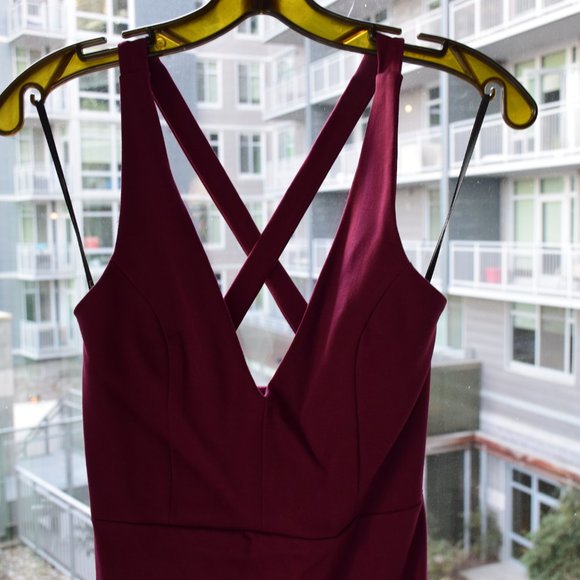 Lulu's Cocktail Dress, Burgundy, LIKE NEW! - Picture 2 of 8